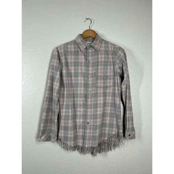 Current Elliott Prep School Plaid Shirt Fringe Hem - Picture 1 of 4